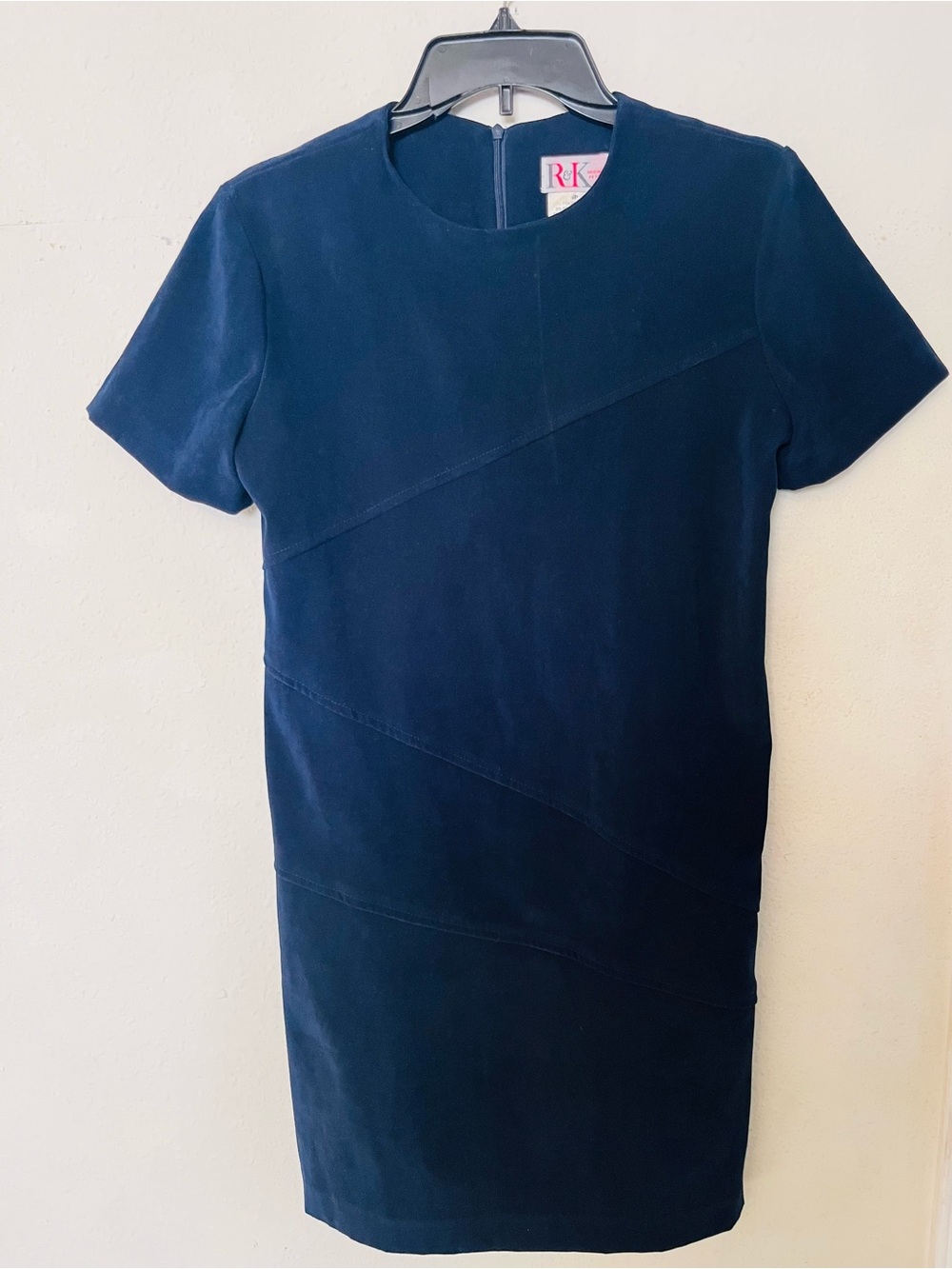 R&K Navy Short-Sleeve Mini Shift Dress Size 4P